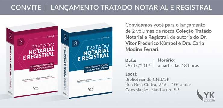CNB/SP realizará coquetel de lançamento do livro “Tratado Notarial e Registral” no dia 25 de maio