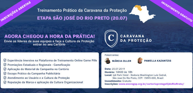 Anoreg/SP: Inscrições abertas para o Treinamento Prático da Caravana da Proteção  Etapa São José do Rio Preto (20.07)