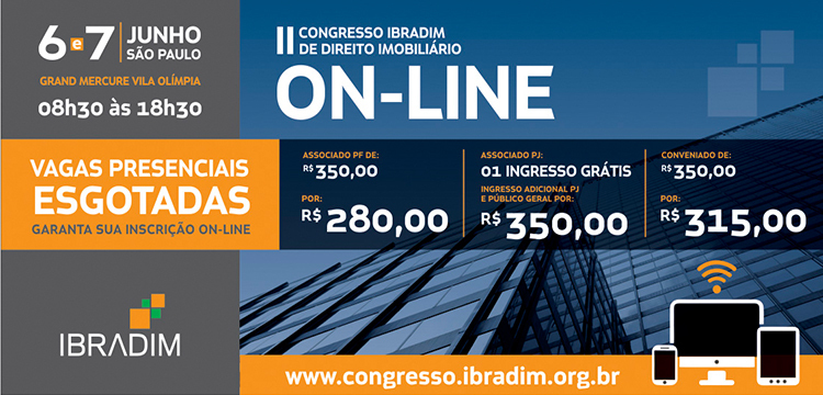 6 de junho: II Congresso do Ibradim de Direito Imobiliário em São Paulo