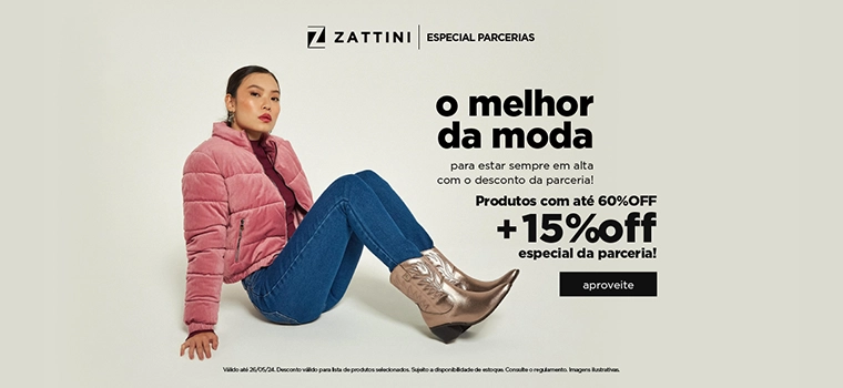 Zattini oferece produtos com até 60%OFF + 15% de desconto aos associados do CNB/SP
