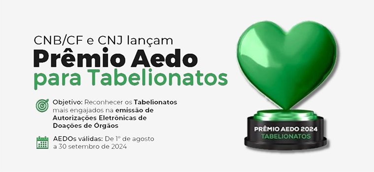 CNB/CF: CNB/CF e CNJ criam Prêmio AEDO 2024 para tabelionatos e seccionais estaduais
