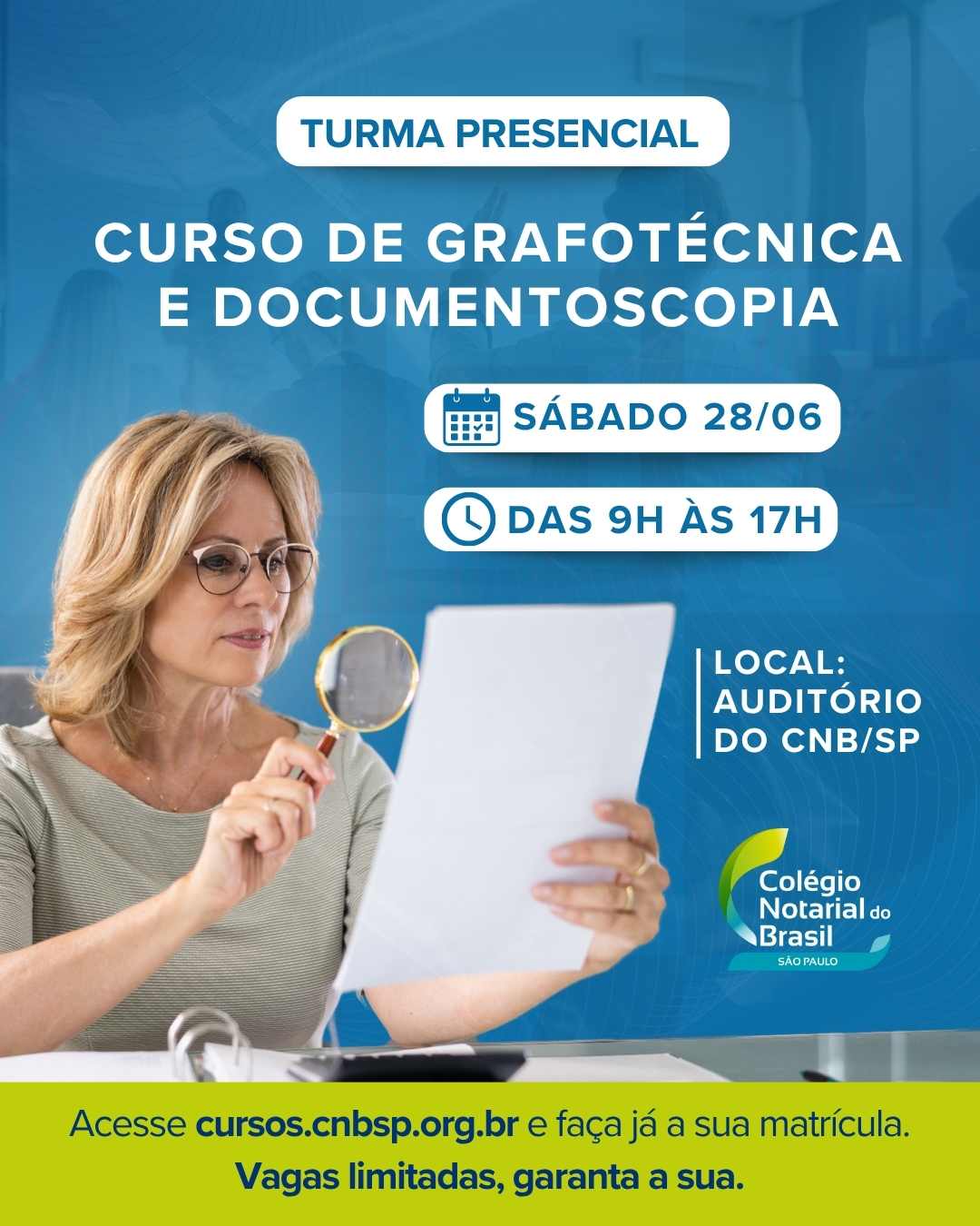 PRESENCIAL - CURSO DE GRAFOTECNIA E DOCUMENTOSCOPIA