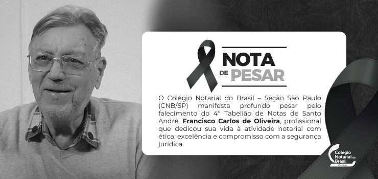 CNB/SP informa falecimento de Francisco Carlos de Oliveira