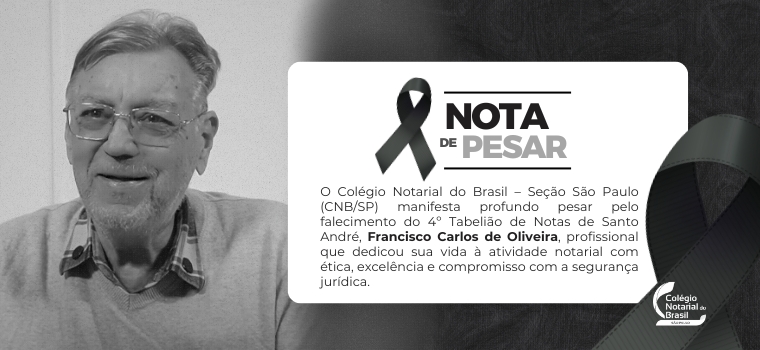 CNB/SP informa falecimento de Francisco Carlos de Oliveira